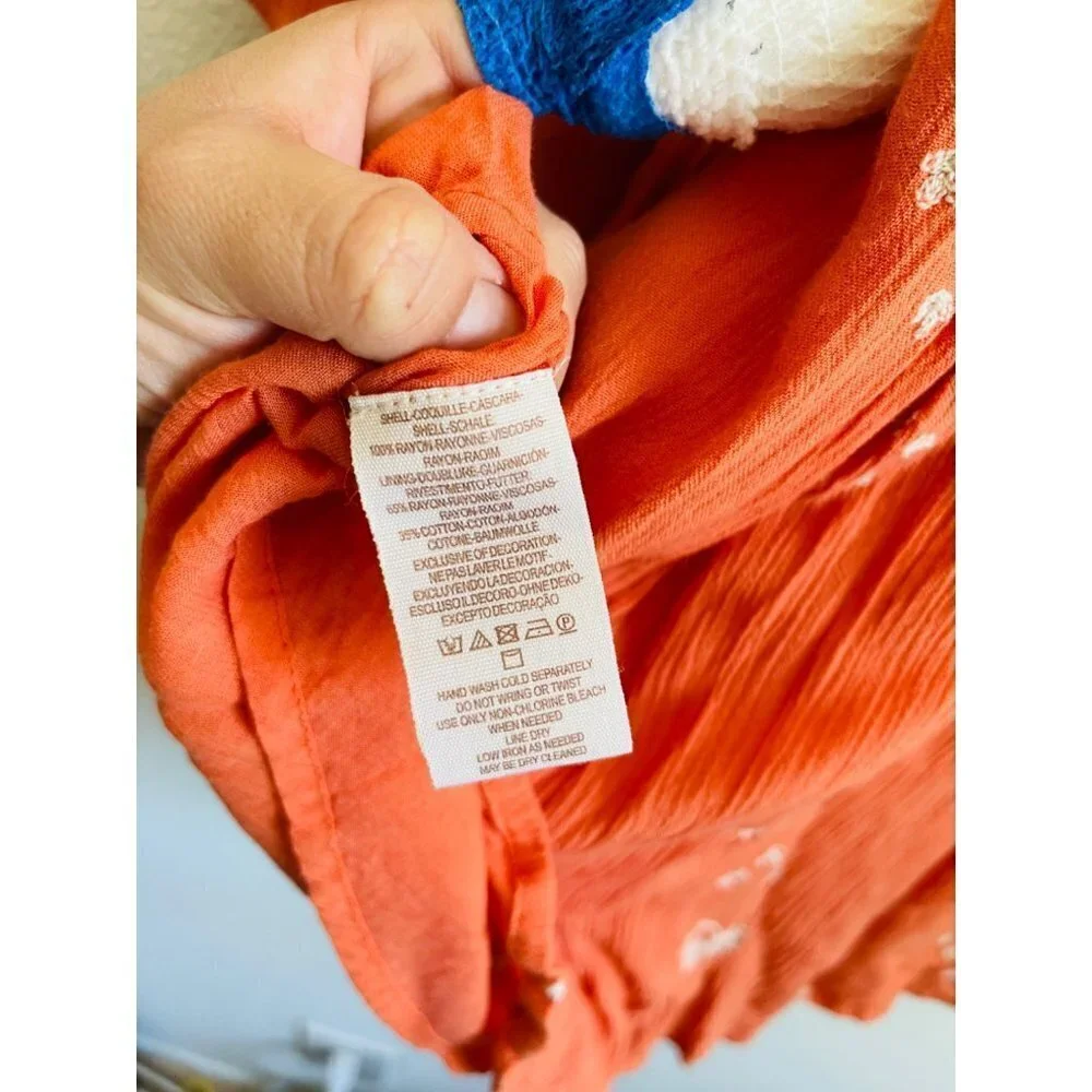 Free People Jasmine Embroidered Orange Dress